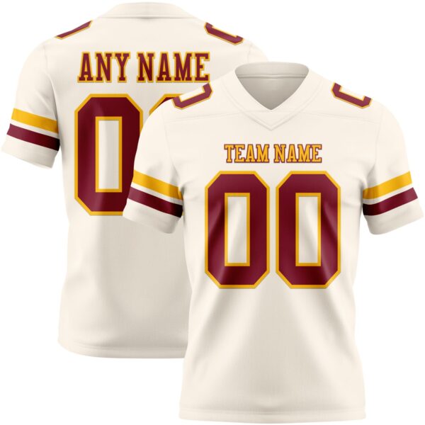 Custom Cream Crimson-Gold Authentic Football Jersey