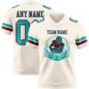 Custom Cream Aqua-Crimson Authentic Football Jersey