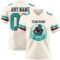 Cream1145-1 Custom Cream Aqua-Crimson Authentic Football Jersey
