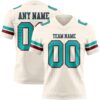 Cream1145 Custom Cream Aqua-Crimson Authentic Football Jersey