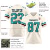 Custom Cream Aqua-Crimson Authentic Football Jersey