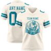 Custom Cream Teal Authentic Football Jersey