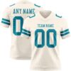 Custom Cream Teal Authentic Football Jersey