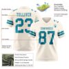 Custom Cream Teal Authentic Football Jersey