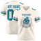 Cream1147-1 Custom Cream Teal-Gray Authentic Football Jersey