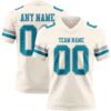 Custom Cream Teal-Gray Authentic Football Jersey