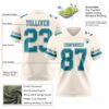 Custom Cream Teal-Gray Authentic Football Jersey