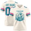 Custom Cream Teal-Pink Authentic Football Jersey
