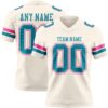 Custom Cream Teal-Pink Authentic Football Jersey