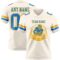 Cream1151-1 Custom Cream Powder Blue-Gold Authentic Football Jersey