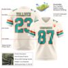Custom Cream Aqua-Orange Authentic Football Jersey
