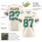 Cream1152-2 Custom Cream Aqua-Orange Authentic Football Jersey