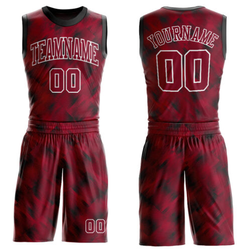 Crimson0065 Custom Crimson Crimson-Black Round Neck Sublimation Basketball Suit Jersey