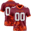 Custom Crimson White Orange-Gray 3D Pattern Splash Authentic Football Jersey