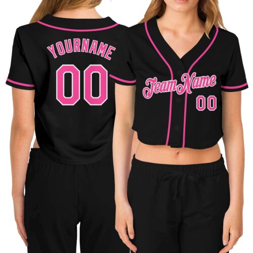 Cropped0056_37f95e47-d42e-4a2e-acd4-a829a6615d99 Custom Women's Black Pink-White V-Neck Cropped Baseball Jersey