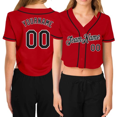 Cropped0074_5a13a0d0-4cb5-42cc-96f4-7ad7981e7029 Custom Women's Red Black-White V-Neck Cropped Baseball Jersey