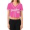 Custom Women's Pink White V-Neck Cropped Baseball Jersey