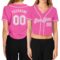 Custom Women's Pink White V-Neck Cropped Baseball Jersey