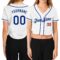 Custom Women's White Royal-Red V-Neck Cropped Baseball Jersey