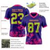 Custom Dark Purple Neon Green-Hot Pink 3D Pattern Splash Authentic Football Jersey