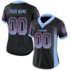 Custom Black Light Blue-Pink Drift Fashion Football Jersey