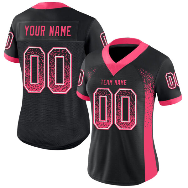 Custom Black Neon Pink-White Drift Fashion Football Jersey