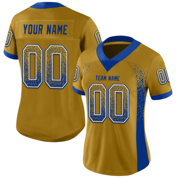 Custom Old Gold Royal-White Drift Fashion Football Jersey