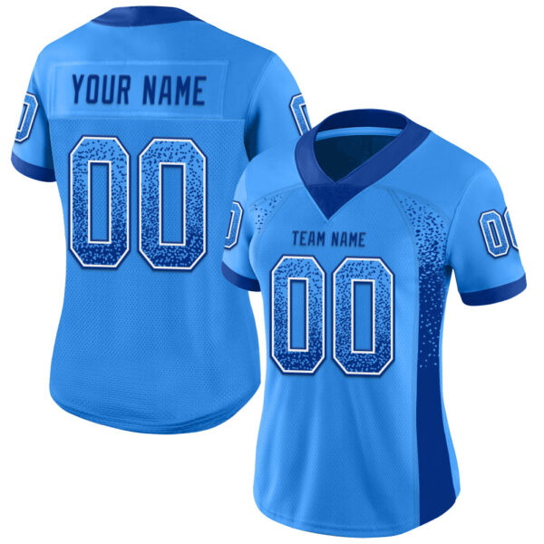 Custom Powder Blue Royal-White Drift Fashion Football Jersey