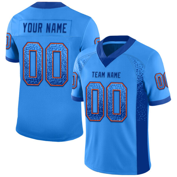 Custom Powder Blue Royal-Orange Drift Fashion Football Jersey