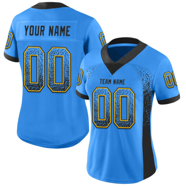 Drift0072-1 Custom Powder Blue Black-Gold Drift Fashion Football Jersey