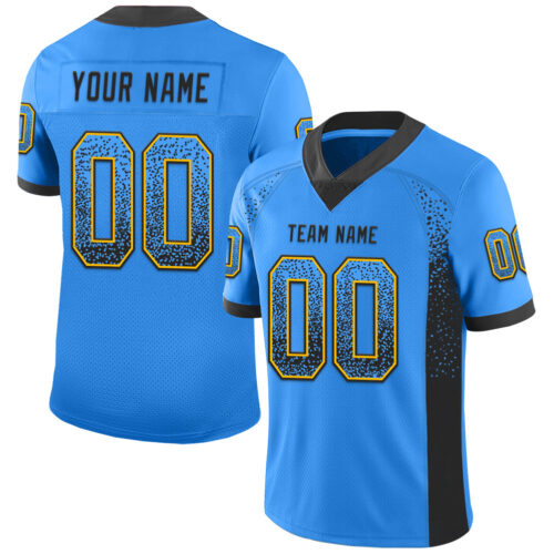 Drift0072 Custom Powder Blue Black-Gold Drift Fashion Football Jersey