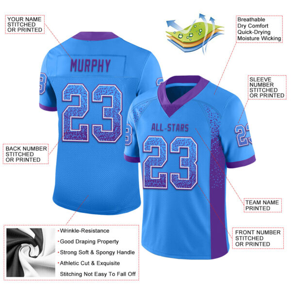 Drift0074-2 Custom Powder Blue Purple-White Drift Fashion Football Jersey