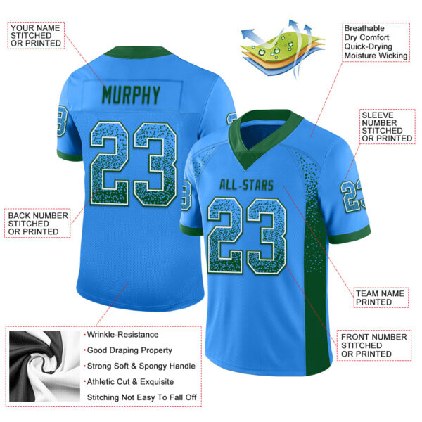 Drift0075-2 Custom Powder Blue Green-White Drift Fashion Football Jersey