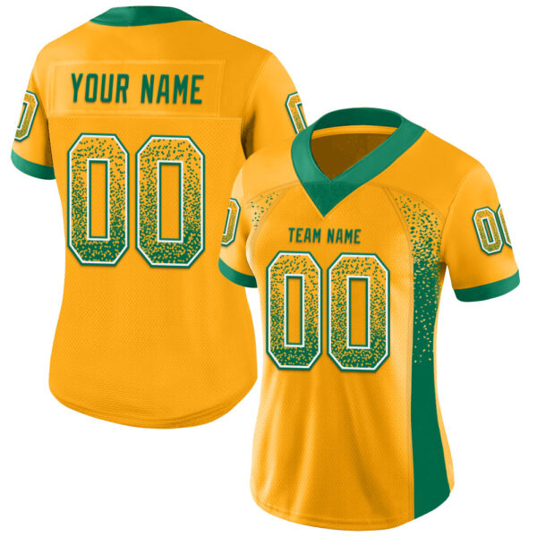 Drift0079-1 Custom Gold Kelly Green-White Drift Fashion Football Jersey