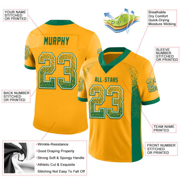 Drift0079-2 Custom Gold Kelly Green-White Drift Fashion Football Jersey
