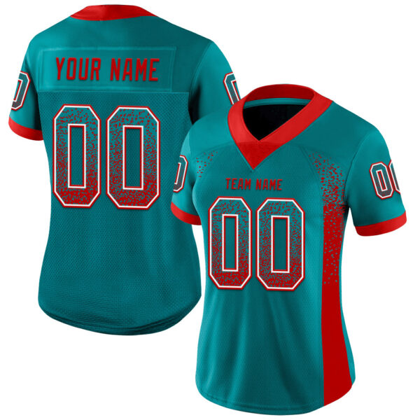 Drift0090-1 Custom Teal Red-White Drift Fashion Football Jersey