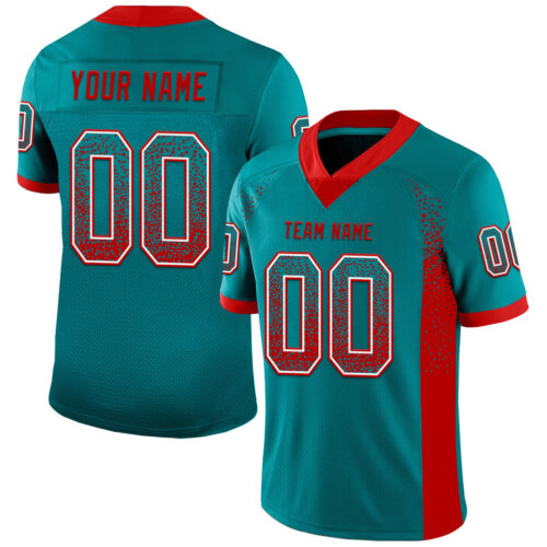 Drift0090 Custom Teal Red-White Drift Fashion Football Jersey