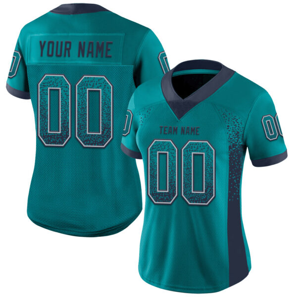 Drift0092-1 Custom Teal Navy-Gray Drift Fashion Football Jersey