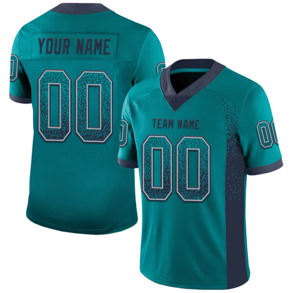 Drift0092 Custom Teal Navy-Gray Drift Fashion Football Jersey