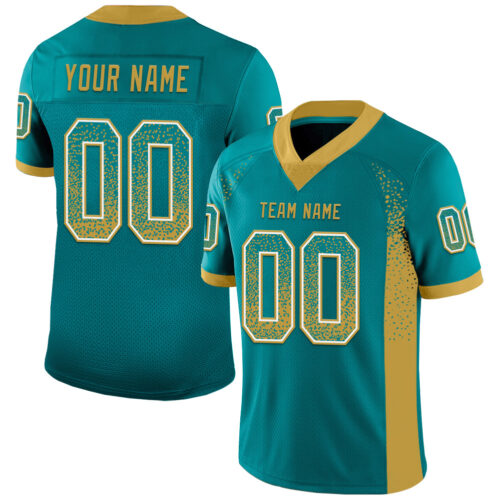 Drift0095 Custom Teal Old Gold-White Drift Fashion Football Jersey