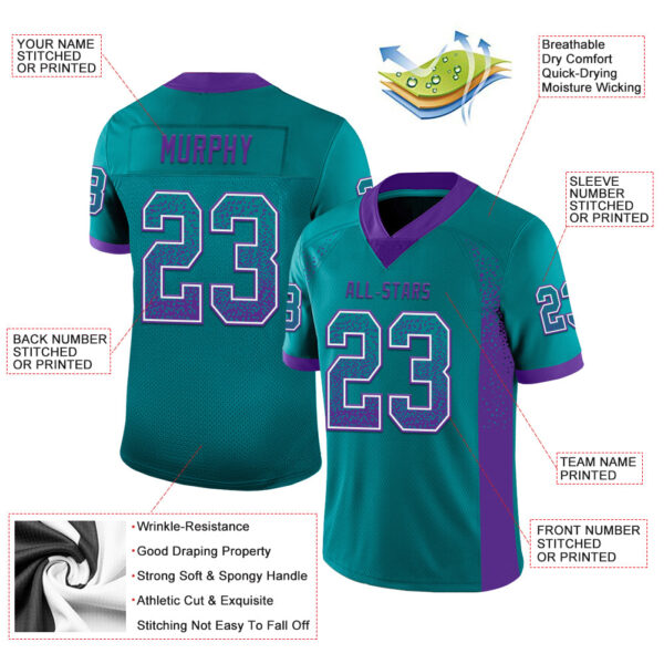 Drift0096-2 Custom Teal Purple-White Drift Fashion Football Jersey