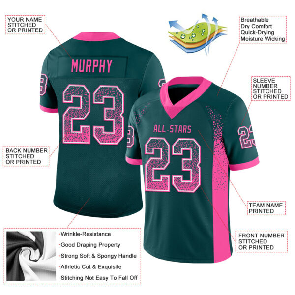 Custom Midnight Green Pink-White Drift Fashion Football Jersey