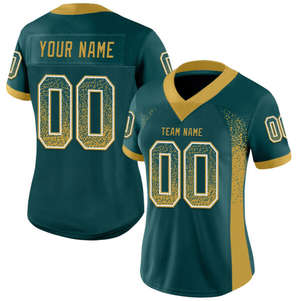 Custom Midnight Green Old Gold-White Drift Fashion Football Jersey