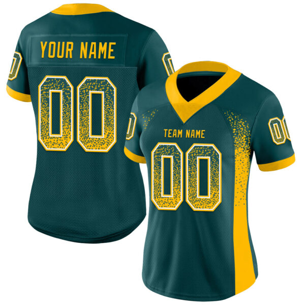 Custom Midnight Green Gold-White Drift Fashion Football Jersey