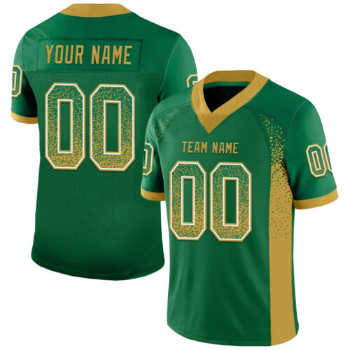 Drift0112 Custom Kelly Green Old Gold-White Drift Fashion Football Jersey