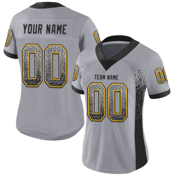 Custom Gray Black-Gold Drift Fashion Football Jersey