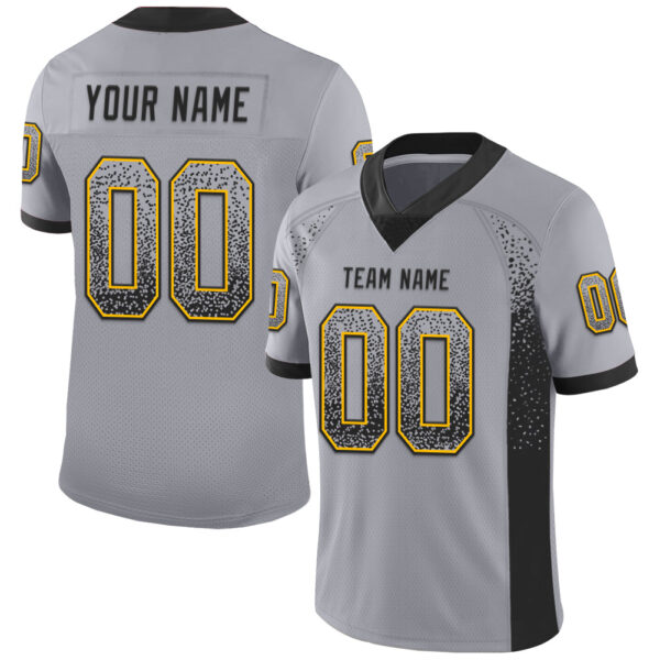 Custom Gray Black-Gold Drift Fashion Football Jersey