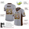 Custom Gray Brown-Gold Drift Fashion Football Jersey