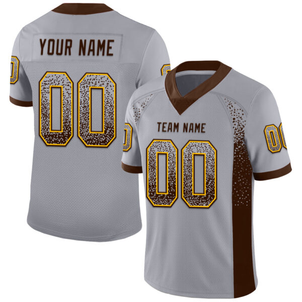 Custom Gray Brown-Gold Drift Fashion Football Jersey