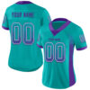 Custom Aqua Purple-White Drift Fashion Football Jersey